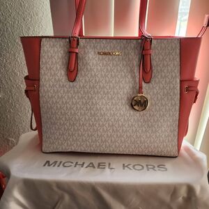 Michael Kors Pink and White Tote Bag
